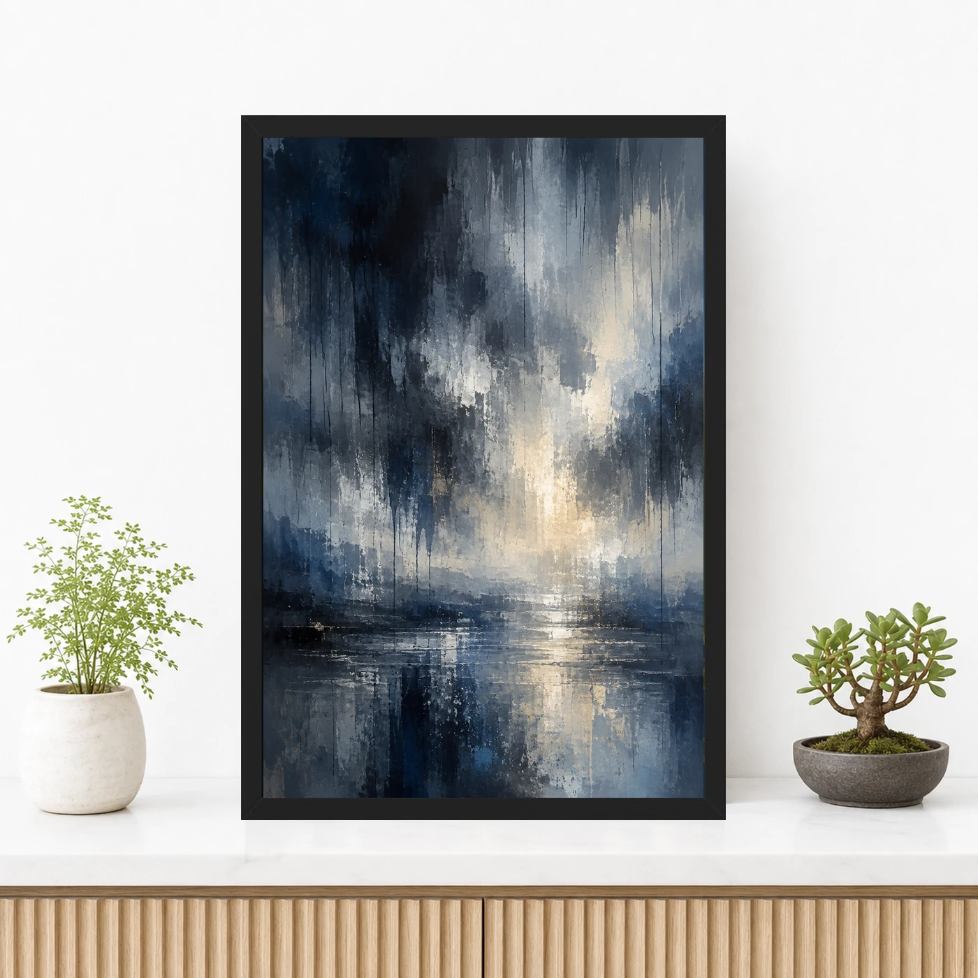 Abstract Monsoon Dark Blues Greys Silver Rain Storm Art Photo Frame 3 Abstract Monsoon Dark Blues Greys Silver Rain Storm Art Photo Frame mockup 3