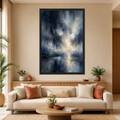 Abstract Monsoon Dark Blues Greys Silver Rain Storm Art Photo Frame 13 Abstract Monsoon Dark Blues Greys Silver Rain Storm Art Photo Frame mockup 4