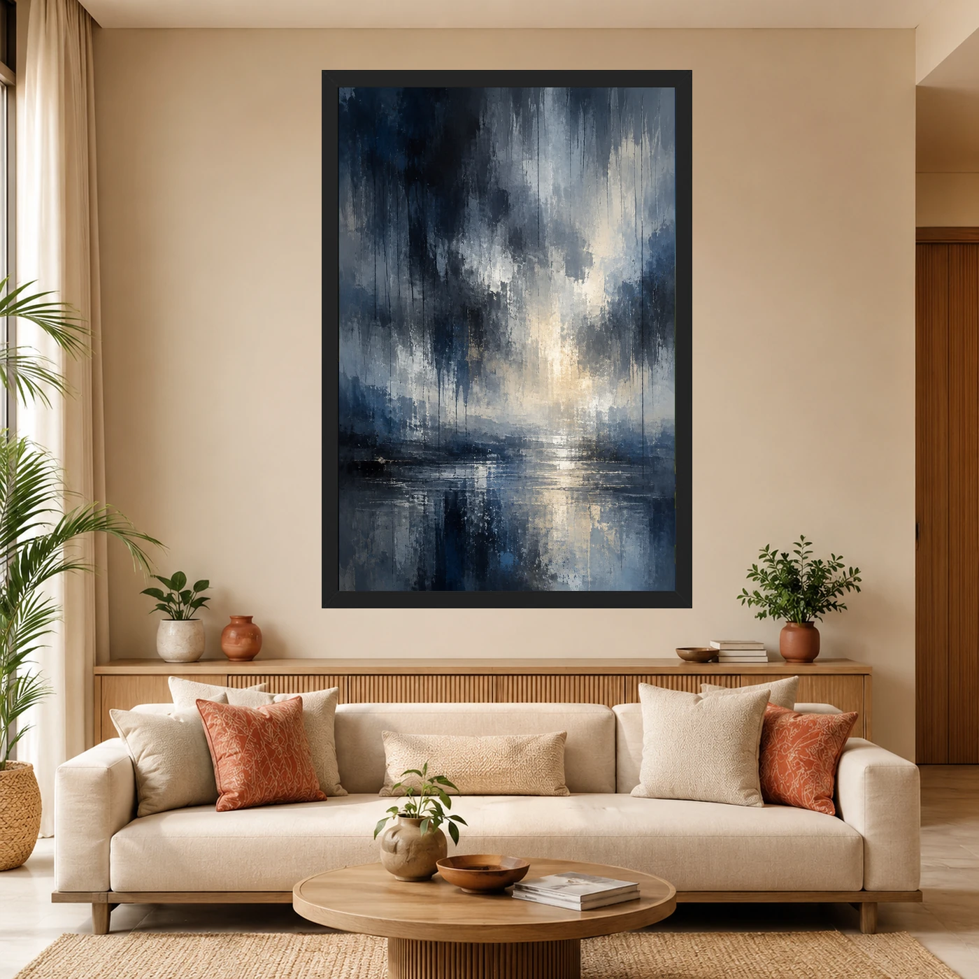 Abstract Monsoon Dark Blues Greys Silver Rain Storm Art Photo Frame 4 Abstract Monsoon Dark Blues Greys Silver Rain Storm Art Photo Frame mockup 4