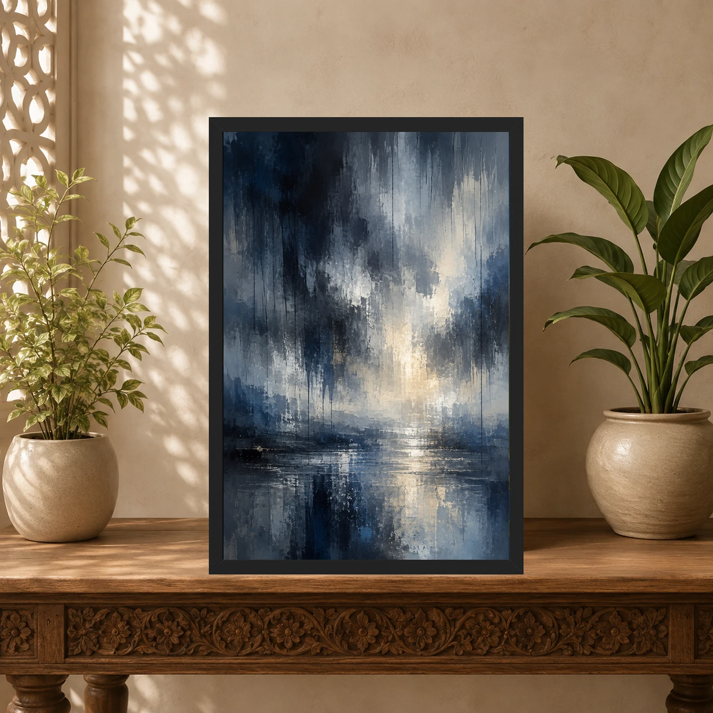 Abstract Monsoon Dark Blues Greys Silver Rain Storm Art Photo Frame 5 Abstract Monsoon Dark Blues Greys Silver Rain Storm Art Photo Frame mockup 5