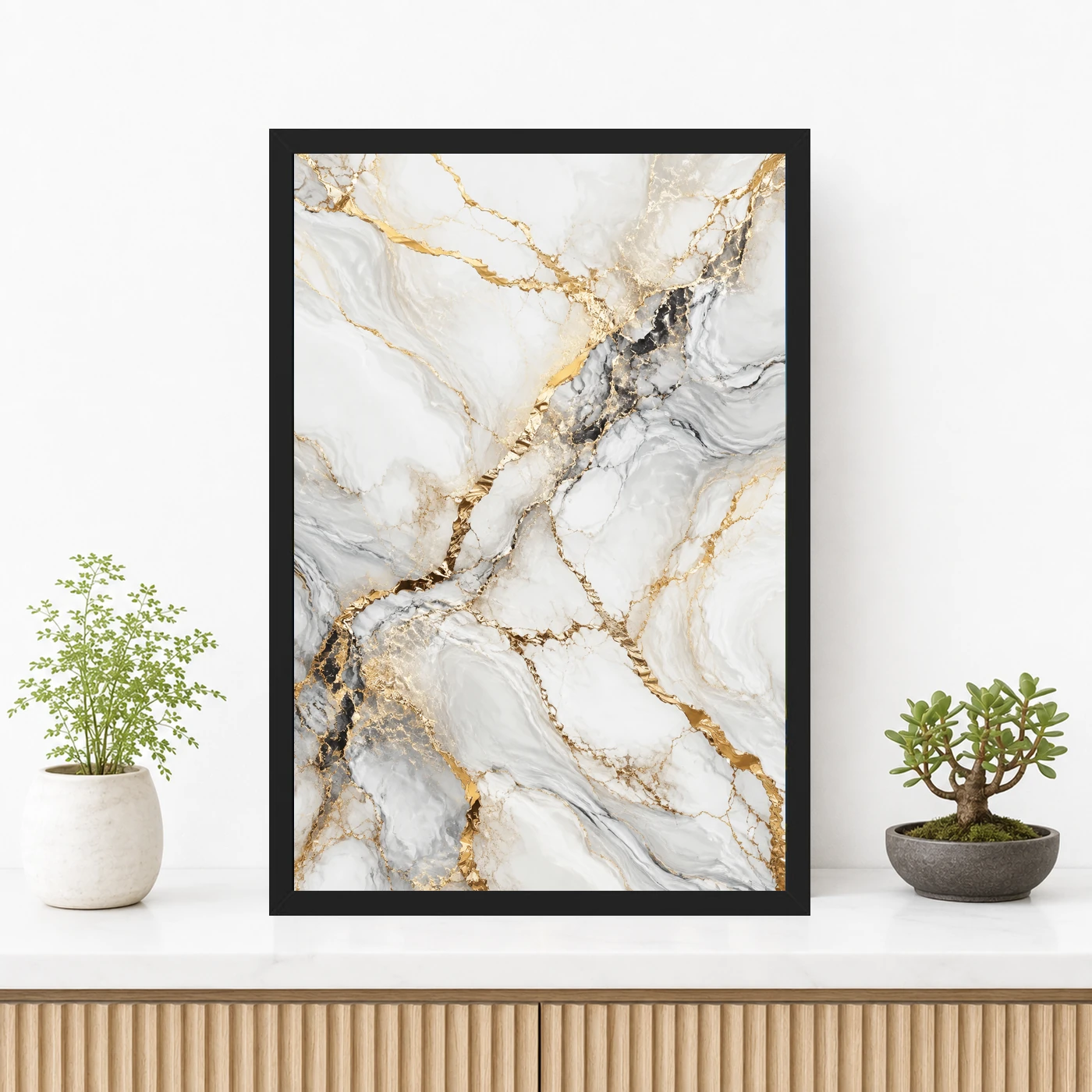Abstract Marble Effect White Gold Veins Luxury Wall Art Photo Frame 3 Abstract Marble Effect White Gold Veins Luxury Wall Art Photo Frame mockup 3
