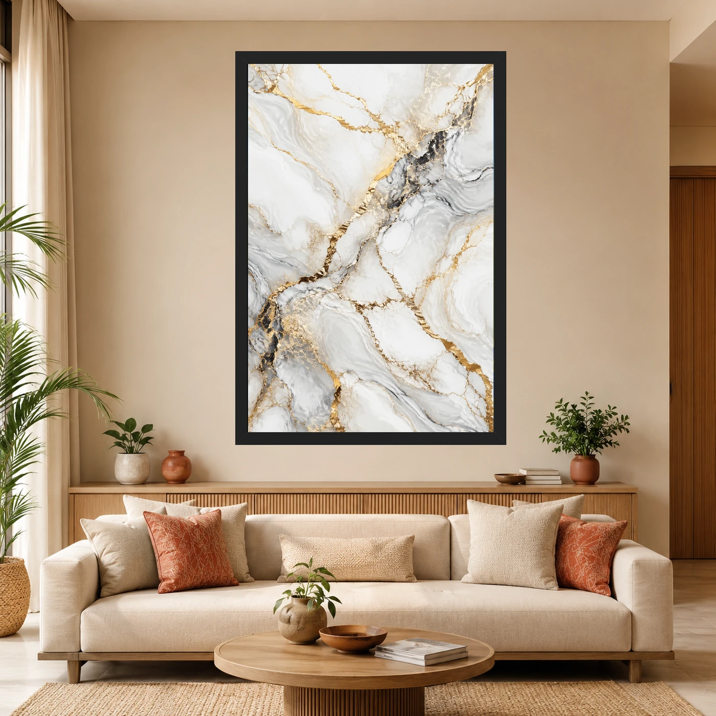 Abstract Marble Effect White Gold Veins Luxury Wall Art Photo Frame 4 Abstract Marble Effect White Gold Veins Luxury Wall Art Photo Frame mockup 4