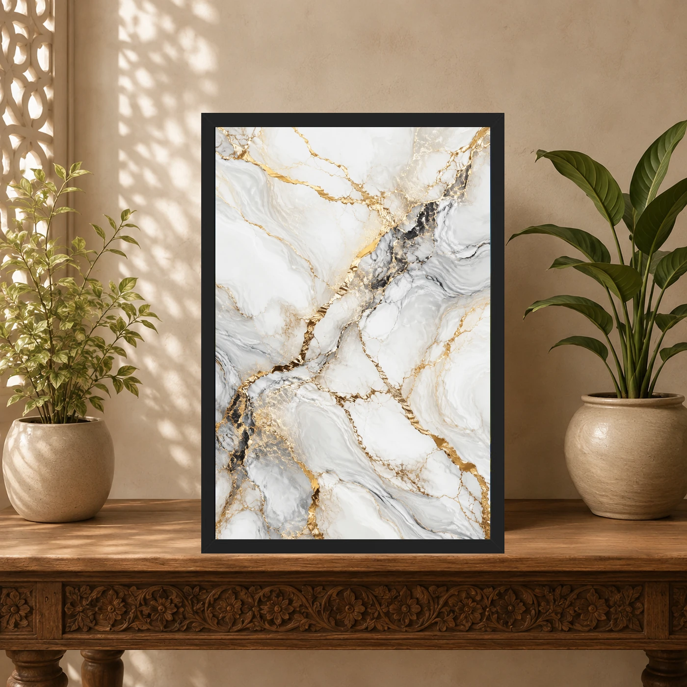 Abstract Marble Effect White Gold Veins Luxury Wall Art Photo Frame 5 Abstract Marble Effect White Gold Veins Luxury Wall Art Photo Frame mockup 5
