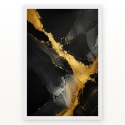 Abstract Gold Black Luxury Gold Leaf Dark Canvas Premium Art Photo Frame mockup 2