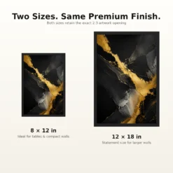 Abstract Gold Black Luxury Gold Leaf Dark Canvas Premium Art Photo Frame mockup 8