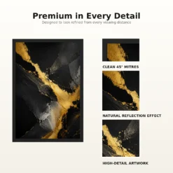 Abstract Gold Black Luxury Gold Leaf Dark Canvas Premium Art Photo Frame mockup 9