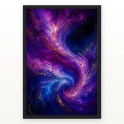 Abstract Galaxy Deep Space Purple Blue Gold Cosmic Art Photo Frame mockup 1