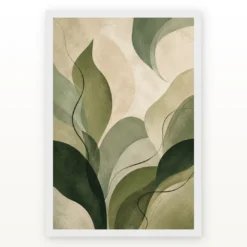 Abstract Forest Greens Botanical Contemporary Calming Art Photo Frame mockup 2