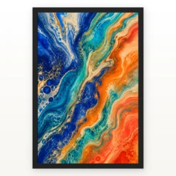 Abstract Fluid Pour Bright Complementary Colors Trending Art Photo Frame mockup 1