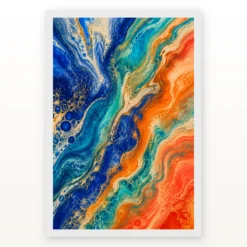 Abstract Fluid Pour Bright Complementary Colors Trending Art Photo Frame mockup 2