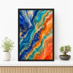 Abstract Fluid Pour Bright Complementary Colors Trending Art Photo Frame mockup 3