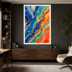 Abstract Fluid Pour Bright Complementary Colors Trending Art Photo Frame mockup 10