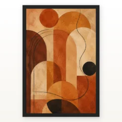 Abstract Earth Tones Clay Ochre Rajasthani Palette Art Photo Frame mockup 1
