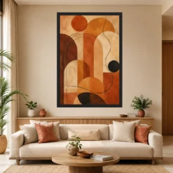 Abstract Earth Tones Clay Ochre Rajasthani Palette Art Photo Frame mockup 4