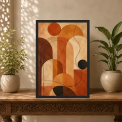 Abstract Earth Tones Clay Ochre Rajasthani Palette Art Photo Frame mockup 5