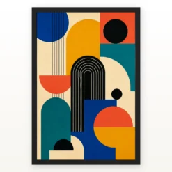 Abstract Color Blocks Mondrian Indian Modern Bold Art Photo Frame mockup 1