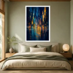Abstract City Lights Night Impressionist Blue Gold Art Photo Frame 15 Abstract City Lights Night Impressionist Blue Gold Art Photo Frame mockup 6