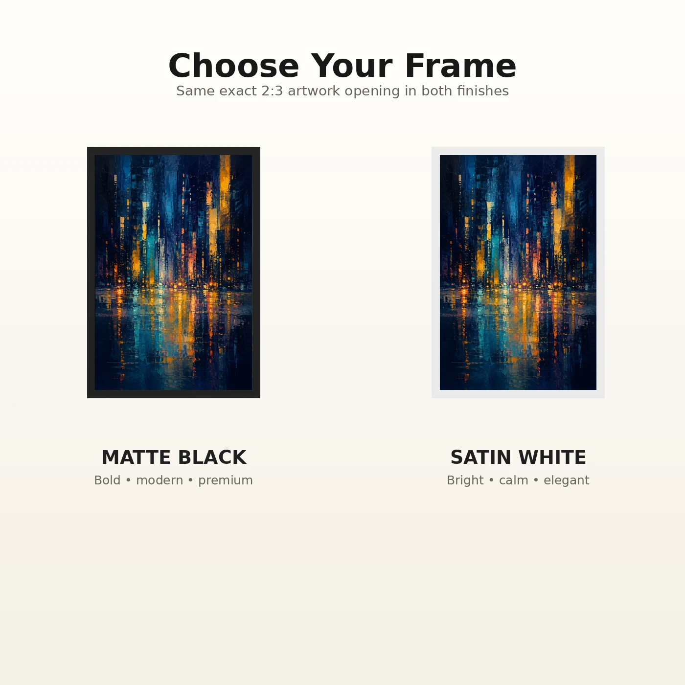 Abstract City Lights Night Impressionist Blue Gold Art Photo Frame 7 Abstract City Lights Night Impressionist Blue Gold Art Photo Frame mockup 7
