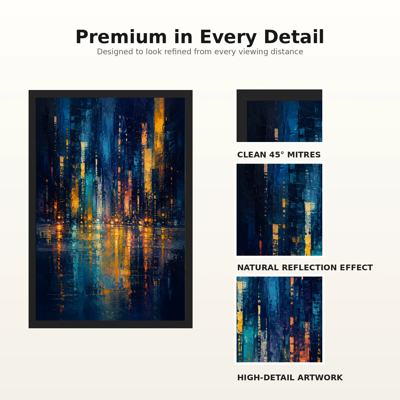 Abstract City Lights Night Impressionist Blue Gold Art Photo Frame 9 Abstract City Lights Night Impressionist Blue Gold Art Photo Frame mockup 9