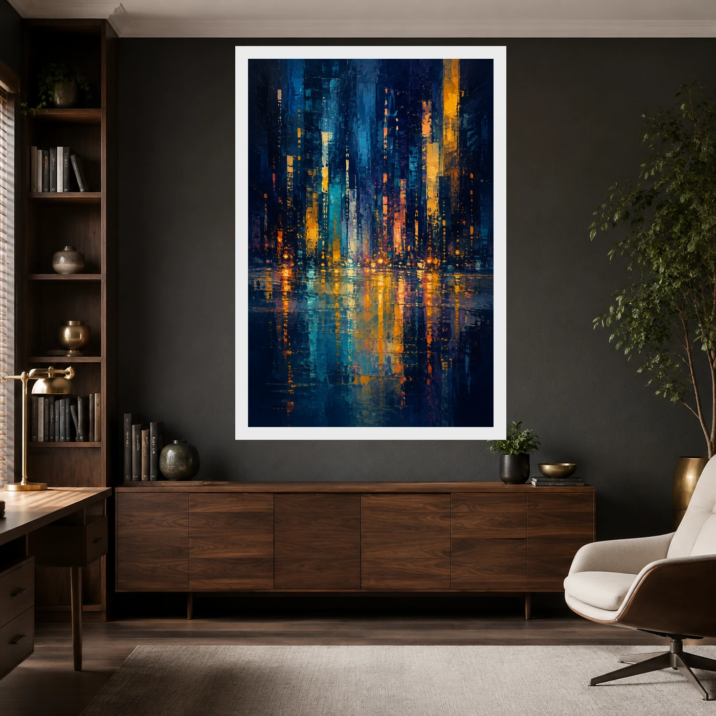 Abstract City Lights Night Impressionist Blue Gold Art Photo Frame 10 Abstract City Lights Night Impressionist Blue Gold Art Photo Frame mockup 10