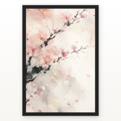 Abstract Cherry Blossom Pink White Japanese Inspired Art Photo Frame mockup 1