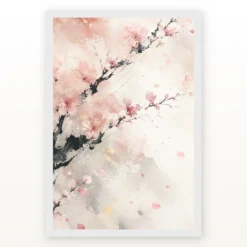 Abstract Cherry Blossom Pink White Japanese Inspired Art Photo Frame mockup 2