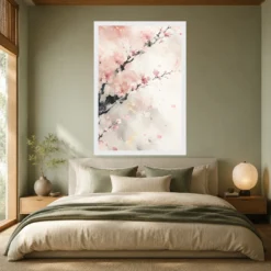 Abstract Cherry Blossom Pink White Japanese Inspired Art Photo Frame mockup 6