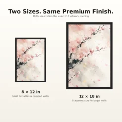Abstract Cherry Blossom Pink White Japanese Inspired Art Photo Frame mockup 8
