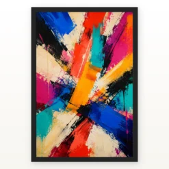Abstract Bold Colorful Brushstrokes Vibrant Acrylic Modern Art Photo Frame mockup 1