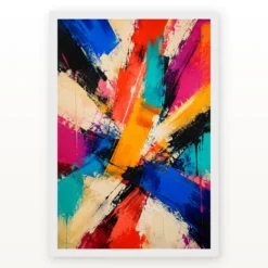 Abstract Bold Colorful Brushstrokes Vibrant Acrylic Modern Art Photo Frame mockup 2