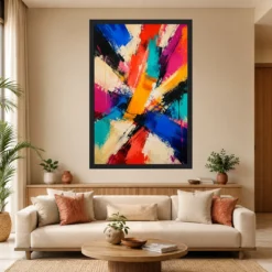 Abstract Bold Colorful Brushstrokes Vibrant Acrylic Modern Art Photo Frame mockup 4