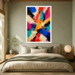 Abstract Bold Colorful Brushstrokes Vibrant Acrylic Modern Art Photo Frame mockup 6