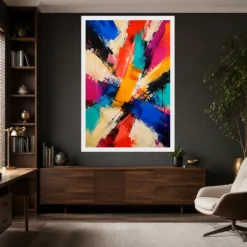 Abstract Bold Colorful Brushstrokes Vibrant Acrylic Modern Art Photo Frame mockup 10