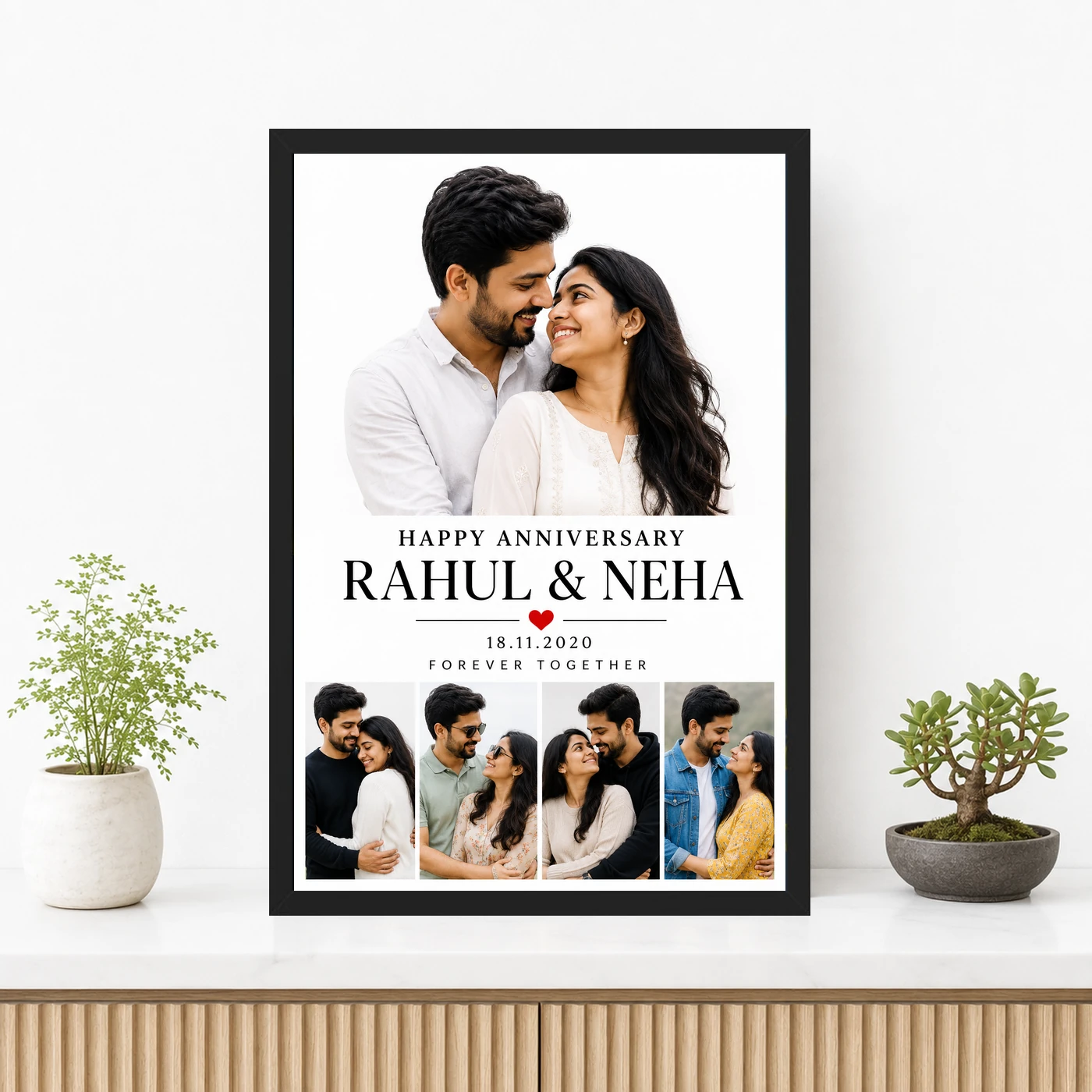 Wedding Anniversary Personalized Wishes Name Heart Gold Photo Frame 3 Wedding Anniversary Personalized Wishes Name Heart Gold Photo Frame mockup 3