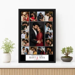 Wedding Anniversary Black Gold Crown Heart Premium Photo Frame mockup 3