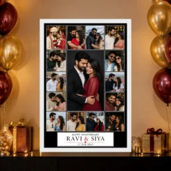 Wedding Anniversary Black Gold Bold Milestone Number Photo Frame mockup 10