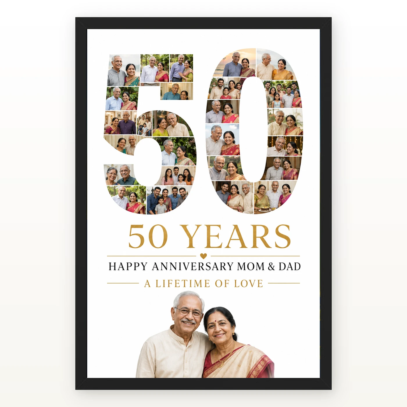 Parents Anniversary Golden Jubilee 50 Floral Celebration Photo Frame 1 Parents Anniversary Golden Jubilee 50 Floral Celebration Photo Frame mockup 1