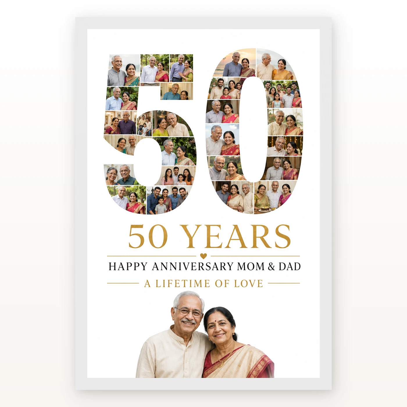 Parents Anniversary Golden 50th Jubilee Wishes Celebration Photo Frame 2 Parents Anniversary Golden 50th Jubilee Wishes Celebration Photo Frame mockup 2