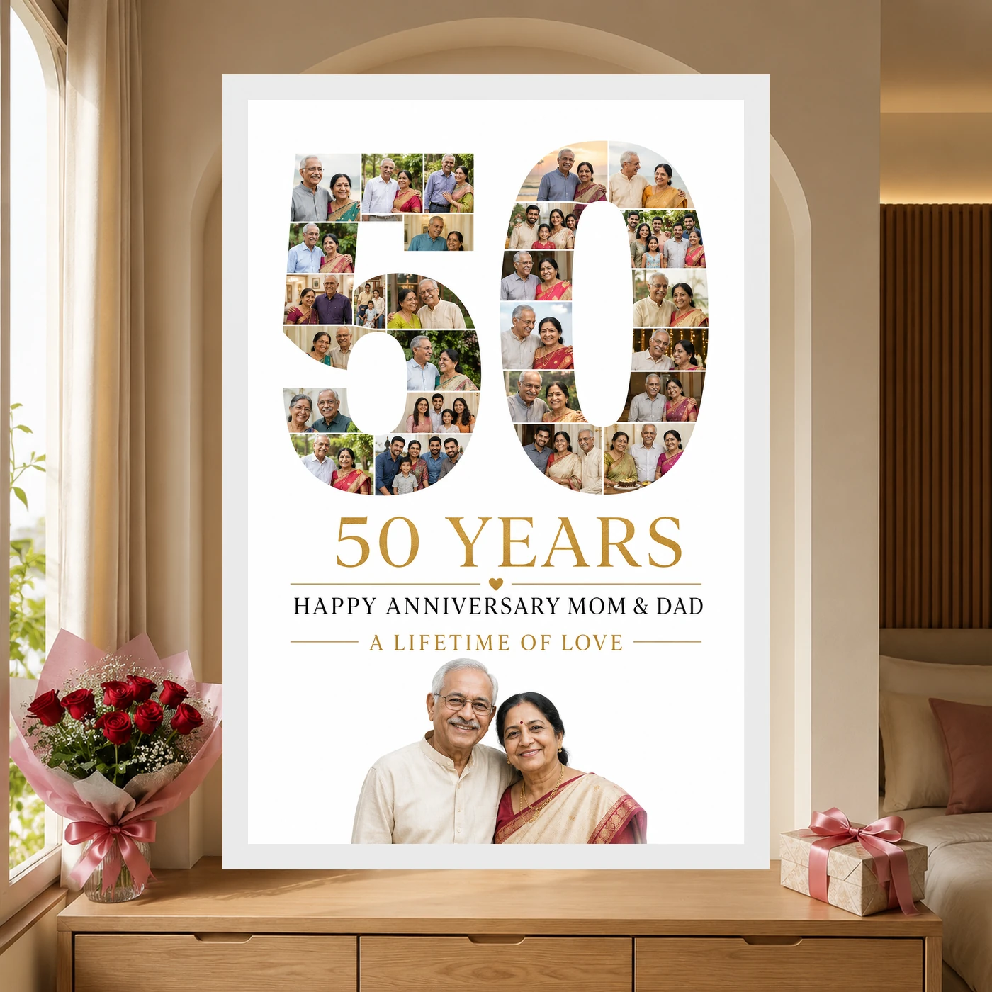 Parents Anniversary Golden Jubilee 50 Floral Celebration Photo Frame 6 Parents Anniversary Golden Jubilee 50 Floral Celebration Photo Frame mockup 6