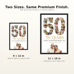 Parents Anniversary 50th Golden Rose Heart Milestone Photo Frame mockup 8
