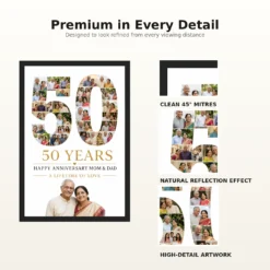 Parents Anniversary 50th Golden Rose Heart Milestone Photo Frame mockup 9