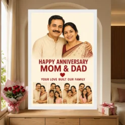 Parents Anniversary Mom Dad Love Heart Couple Portrait Photo Frame mockup 6