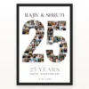 Parents Anniversary Silver Jubilee 25 Floral Rose Celebration Photo Frame mockup 1