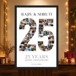 Parents Anniversary 25th Silver Heart Milestone Celebration Photo Frame mockup 4