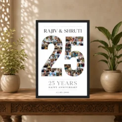 Parents Anniversary 25th Silver Heart Milestone Celebration Photo Frame mockup 5