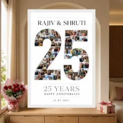 Parents Anniversary 25th Silver Heart Milestone Celebration Photo Frame mockup 6