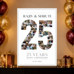 Parents Anniversary 25th Silver Heart Milestone Celebration Photo Frame mockup 10