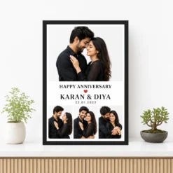 Anniversary Collage 4 Photos Floral Couple Keepsake Photo Frame mockup 3