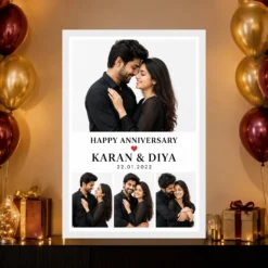 Anniversary Collage 4 Photos Floral Couple Keepsake Photo Frame mockup 10