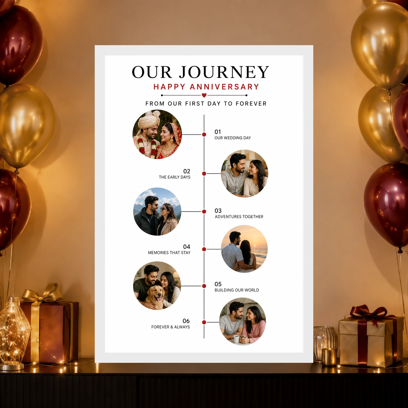 Anniversary Collage 6 Photos Journey Timeline Romantic Photo Frame 10 Anniversary Collage 6 Photos Journey Timeline Romantic Photo Frame mockup 10
